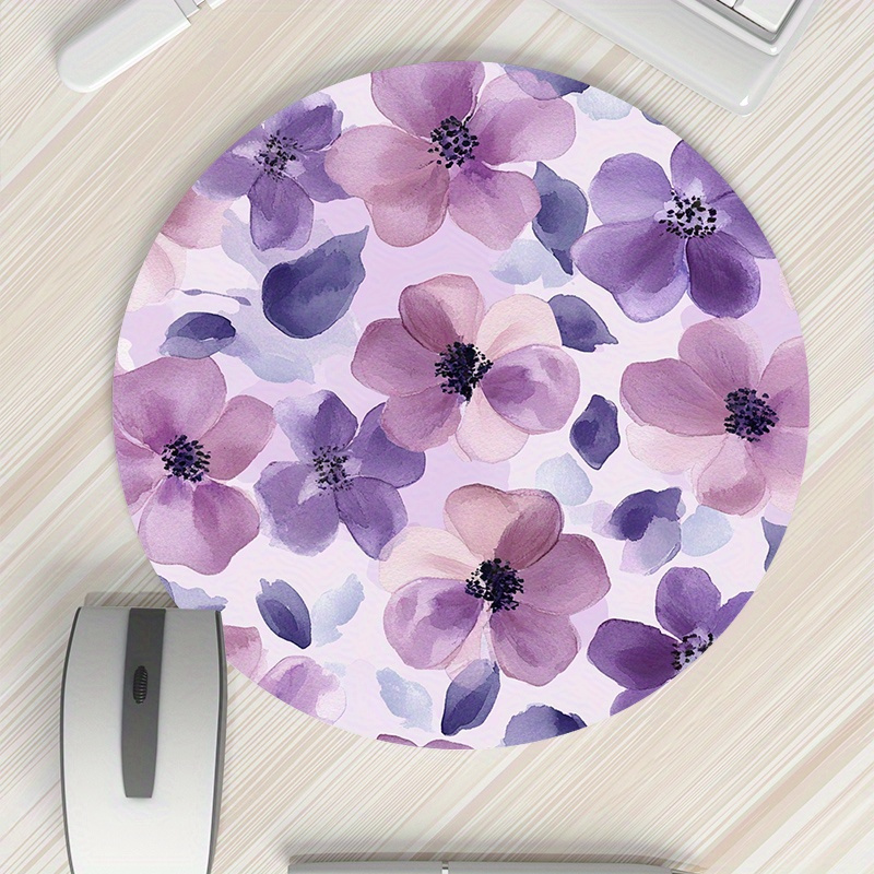 1pc Purple Floral Round Mouse  - Tradescantia Purple 评论和价格
