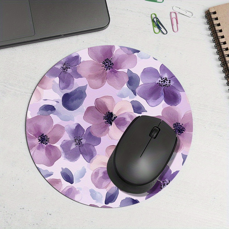 1pc Purple Floral Round Mouse  - Tradescantia Purple 评论和价格