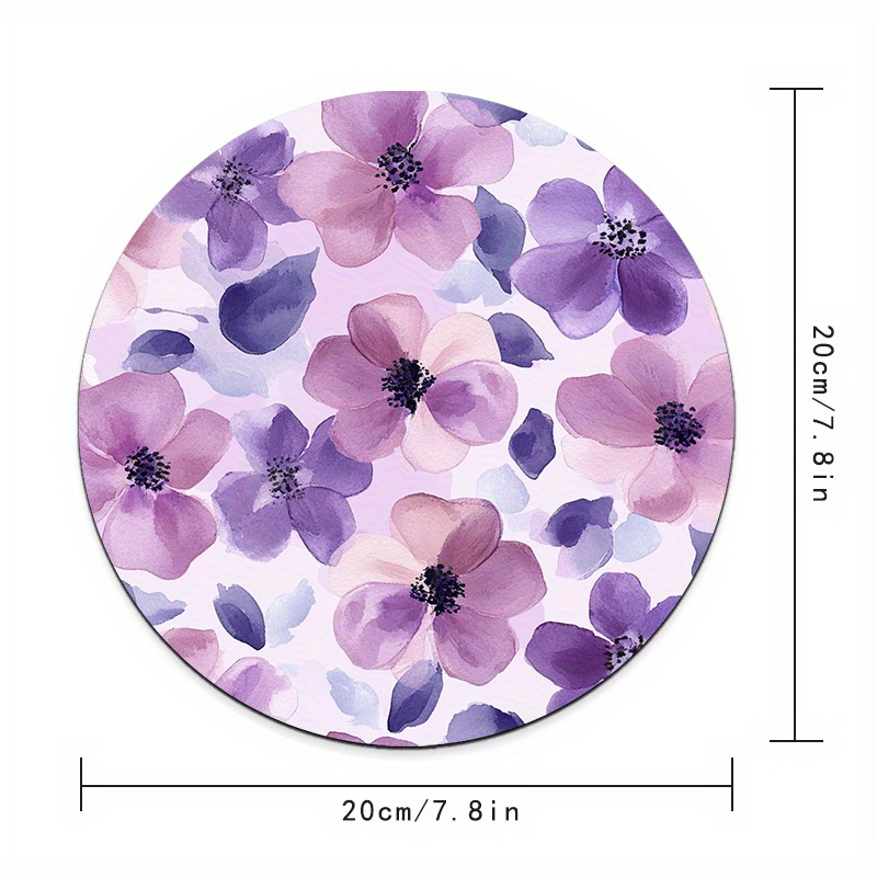 1pc Purple Floral Round Mouse  - Tradescantia Purple 评论和价格