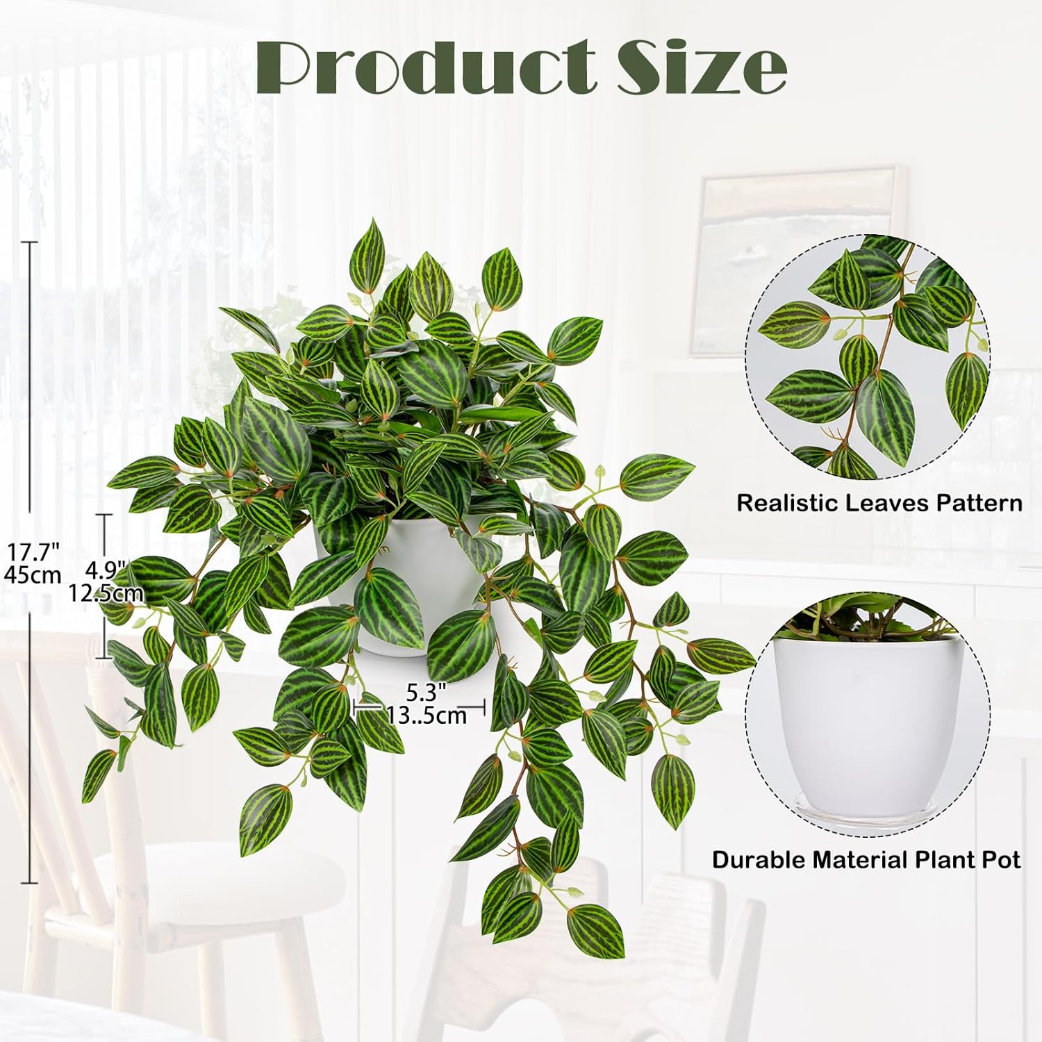 Artificial Plants Indoor Fake  - Peperomia Watermelon 评论和价格