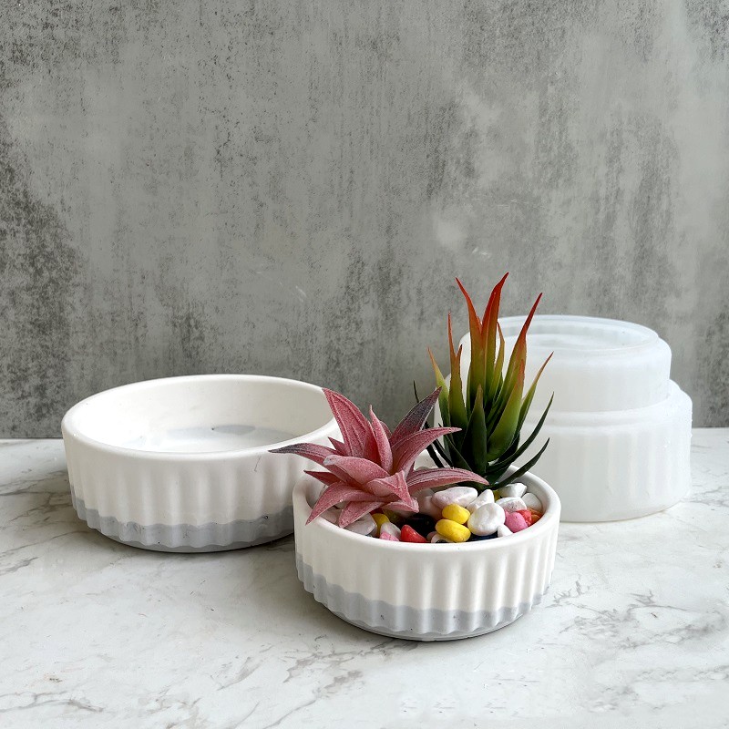 Stripe Flowerpot Silicone Mold - Echeveria Succulent 评论和价格