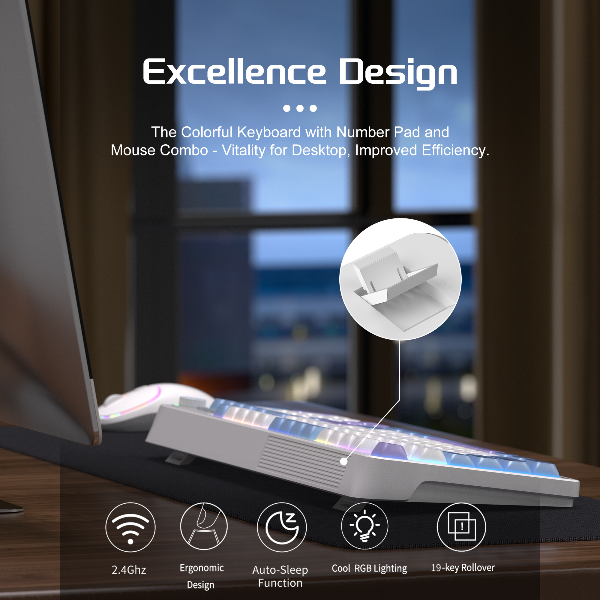 MageGee Wireless Gaming Keyboa - Tradescantia Purple 评论和价格