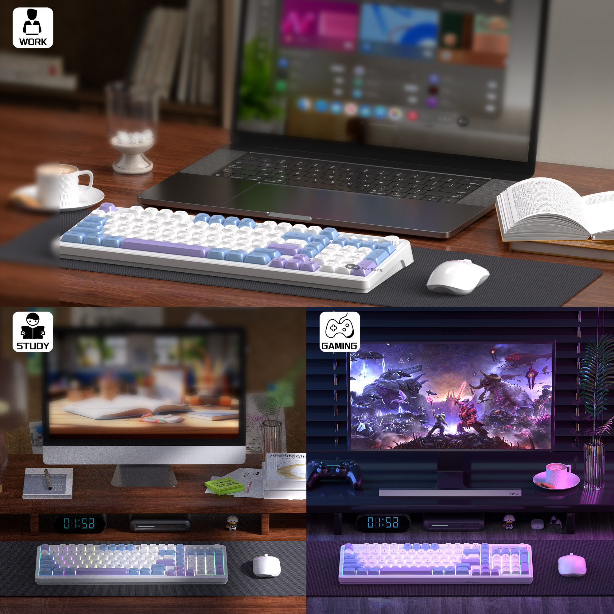 MageGee Wireless Gaming Keyboa - Tradescantia Purple 评论和价格