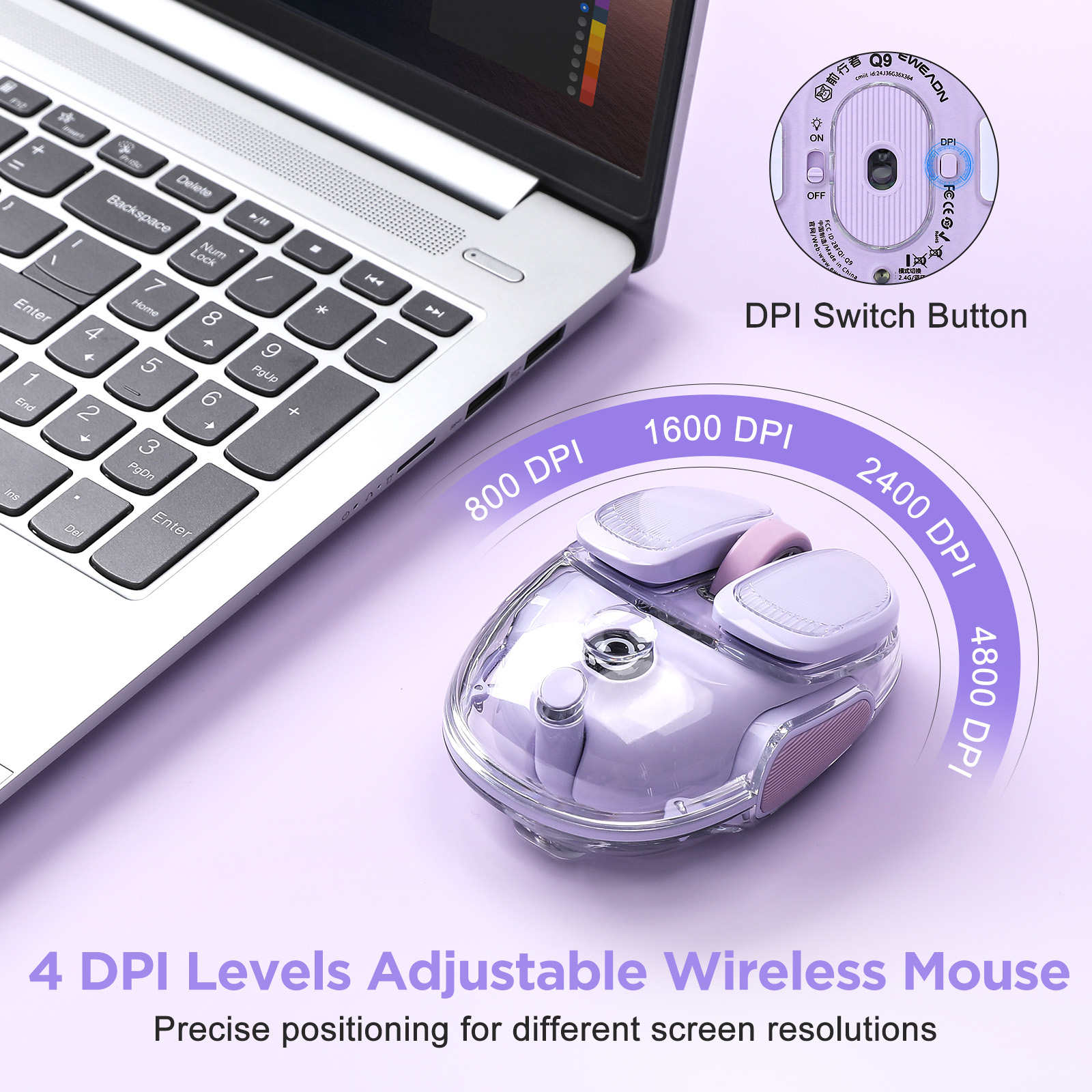 EWEADN Q9 Purple Wireless RGB  - Tradescantia Purple 评论和价格